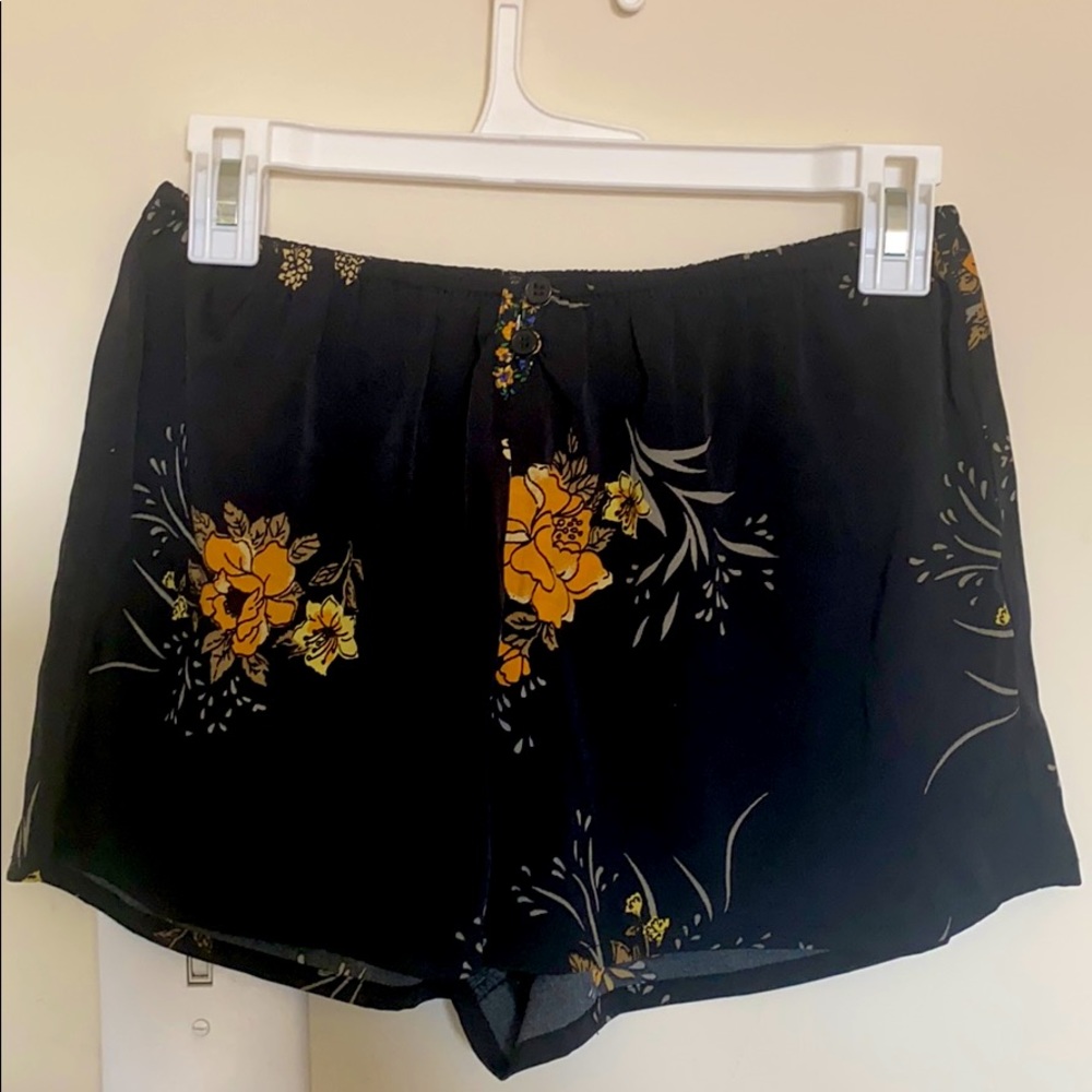 Black floral shorts